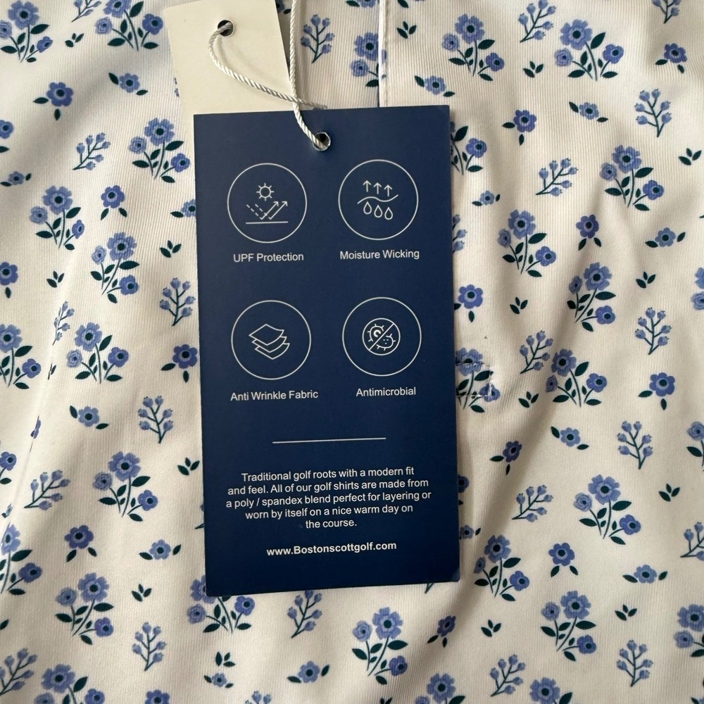 NWT Links Collection Boston Scott Floral Print Golf Polo Mens Small MSRP$79 - Picture 3 of 6